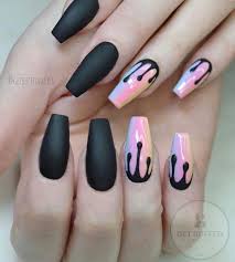 Black And Pink Acrylic Nails Coffin Pin By Juana Elizabeth On Nail Designs Pretty Acrylic Nails Nail Designs Coffin Nails Designs