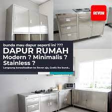 Pusat jual wastafel atau tempat cuci piring bahan 10)% stainless steel tahan karat, mudah dibersihkan, kuat beban hingga 150kg. Kitchen Set Stainless Steel Minimalis 2021 Revon