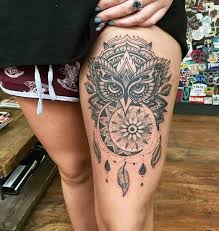 Mandala is considered to be tattoo art, among many. Pin By Roberta Palmisano On Tattoo Owl Thigh Tattoos Tattoos Leg Tattoos