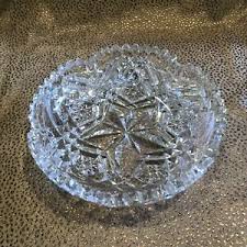 Glass compotes with serpentine edge and etched glass with various foliate and ornithological motifs to the ruby cut to clear, heavy glass trumpet vase. Cut Glass Bowl Libbey Elegant Glassware For Sale Ebay