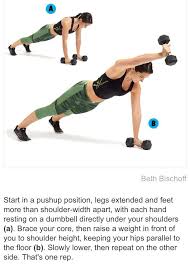 Pushup Position Alternating Dumbbell Raise Womenshealthmag Com Stay Fit Exercise Dumbbell