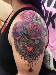 Rosetattoo Tattooed Coverup Art Bodyart Compasstattoo Red Purple Mandala Mandalatattoo 3d Diamondta Tattoos Diamond Tattoos Tattoos And Piercings