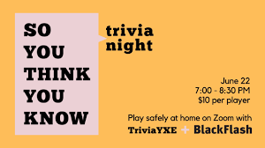 June calendar · june 5 is world environment day—a day meant to raise environmental awareness across the globe. So You Think You Know Part Ii Trivia Night Fundraiser Blackflash Magazine