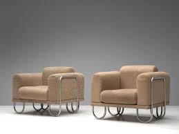 Large Set Of French Lounge Chairs With Tubular Frames Comfortable Club Chairs Chair Easy Chair