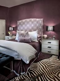 Black bedroom furniture with dark purple eggplant paint color. Contemporary Purple Bedroom With Zebra Print Rug Hgtv