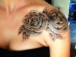 Black Ink Money Rose Tattoo On Women Left Shoulder Money Rose Tattoo Rose Tattoos For Women Shoulder Tattoos For Women
