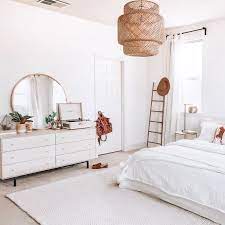 In a small bedroom, you want to ensure your bed does not block pathways or doors so ensure you have enough space on all sides of the the bed: Hudson Dressers With Steel Base Modern Bedroom Furniture Bedroom Decor Home Decor Bedroom