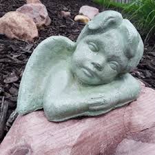 Antique 23.5" Patina Cherub Garden Statue