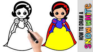 Follow along to learn how to draw snow white cute and easy. How To Draw Snow White Disney Princess Cute Easy Drawings Tutorial For Beginners Step By Step Youtube