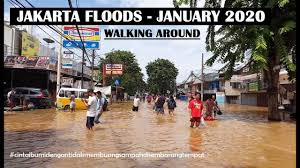 4k Walking Around Banjir Jakarta Floods Sunrise Garden Jalan Panjang Januari 2020 Youtube