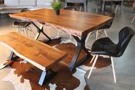 Acacia Live Edge Dining Table With Black X Shaped Legs Natural Color Live Edge Dining Table Dining Table Live Edge Table