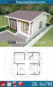 House Plans 6x7m With 2 Bedrooms Sam House Plans Little House Plans Two Bedroom House Bungalow House Design