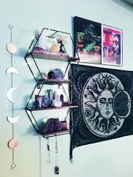 Finally Getting This Piece Of My Wall Together Crystal Wall Shelves Moon Phase Wall Piece Sun And Moon Crochet Piece And Some Pendulums I Love Dearly I Love So Much How