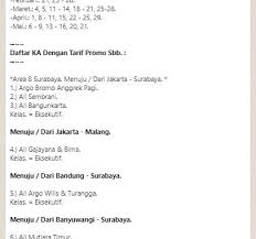 Perubahan waktu tempuh ka seperti ka pasundan relasi bandung kiaracondong ke surabaya. Salah Tiket Promo Kereta Api Hut Bumn 21 Turnbackhoax Id