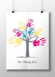 Framed family handprints {crafts for fathers day} ~ get the whole family in on the crafting action this father's day. Diy Printable Handprint Fingerprint Tree Mother S Day Gift Father S Day Gift Our Family Tree Grandpar Hand Print Tree Family Tree Gift Family Trees Diy
