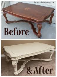 Simplihome lowry solid acacia wood and metal 48 inch wide rectangle modern industrial coffee table in distressed golden wheat, for the living room and family room. Ornate Coffee Table In Distressed Off White Before After Facelift Furniture
