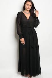 Plus Size Long Sleeve Chiffon Maxi Long V Neck Wrap Evening Gown Dress Black Usa Chiffon Long Sleeve Curvy Size Dress Long Sleeve Chiffon Maxi Dress