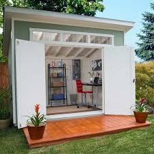 Aston 10 X 7 5 Wood Shed 565 Cubic Feet Of Storage W Floor Kit Ebay Gartenhaus Hinterhof Buro Schuppen Design