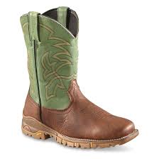 Tony Lama Mens Roustabout Green Waterproof Western Work Boots