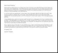 Volunteer Fire Department Resignation Letter Example Letter Samples Templates