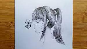 Doms ( zoom ultimate dark ) pencil visit to. A Girl Wearing A Mask Pencil Sketch How To Draw A Girl Maskeli Bir Kiz Nasil Cizilir Youtube