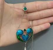 Art Nouveau Enamel Heart Pendant Necklace: Sterling Silver Pearl, Vintage  Jewelry