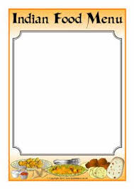 Indian Food Menu Writing Frames Sb3862 Sparklebox Indian Food Menu Indian Food Recipes Food Menu Template