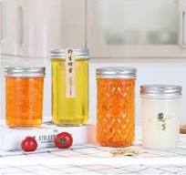 Classic Empty Clear Round Glass Mason Jar 100ml 300ml 500ml Glass Storage  Container With Metal Lid for Honey Jam Gherkin Spice