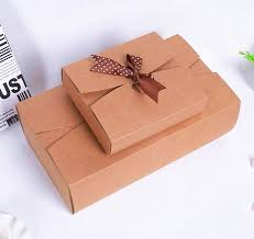 Kraft Paper Gift box with Ribbon - 6x6x2 Inches - Eco Bags India