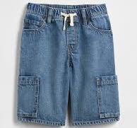 Kids Pull-On Loose Denim Cargo Shorts