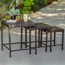 Tuscany 3 Piece Nesting Outdoor Side Table Set Wicker Walmart Com Outdoor Side Table Outdoor Tables Buy Patio Furniture