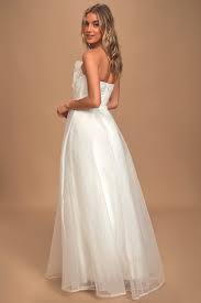 Serenity White Strapless Organza Maxi Dress In 2020 Strapless Organza Bridal Dresses Casual White Wedding Dress