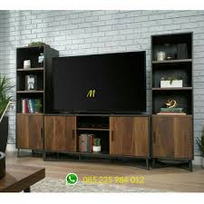 Kumpulan desain meja tv besi minimalis terbaru 2019. Jual Set Meja Tv Industrial Dua Lemari Indomebel Id