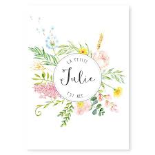 Faire Part Naissance Couronne Fleurs Printemps Illustration Effet Aquarelle Fleur Pastel Faire Part Naissance