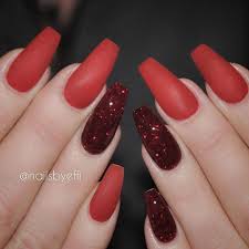 Matte Black And Red Glitter Nails Lilshawtybad Red Matte Nails Red Nails Glitter Red Sparkle Nails