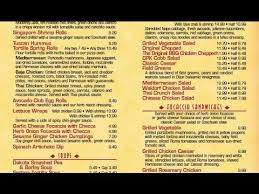 California Pizza Kitchen Menu California Pizza Kitchen Menu And Prices Youtube