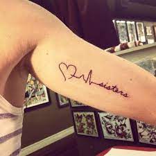 Pin By Samantha Kinion On Sister Tatoos Sister Tattoos Unique Sister Tattoos Heartbeat Tattoo