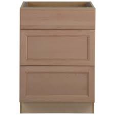 Easthaven Shaker Assembled 24x34 5x24 In Frameless Base Cabinet With 3 Drawers In Unfinished Beech Eh2435d Gb Kitchen Base Cabinets Base Cabinets Assembled Kitchen Cabinets