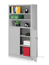 Fixed shelves boast a natural wood grain finish for some chic country charm. China Half Open Door Metal Bookshelf Cabinet China Office Use Cupboard Steel Cupboard