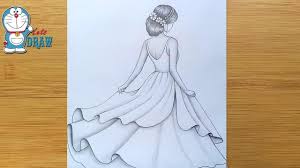 How To Draw A Girl With Beautiful Dress Step By Step Pencil Sketch For Beginners Girl Drawing A doodle tutorial by press print party!