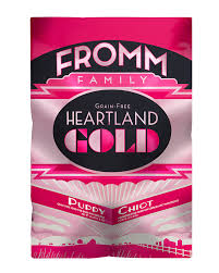 This food provides protein from chicken, anchovies, and sardines; Fromm Heartland Grain Free Puppy Dog Food