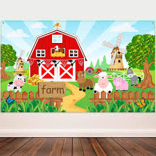 Safari personalized favor tags for birthday party. Farm Animals Theme Party Decorations Farm Animals Barn Backdrop Banner For Grass Children Birthday Party Supplies Farm Animals Scenic Background Photo Booth Banner 72 8 X 43 3 Inch Buy Online In Bosnia And