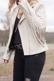 White Leather Fringe Jacket Fashion Pearls And Twirls White Fringe Leather Jacket Fringe Jacket Outfit Fringe Leather Jacket