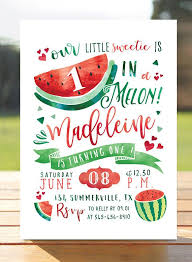 You Will Receive A Digital Printable File With Your Custom Details Which You Can Print At Watermelon Birthday Birthday Invitations 1st Birthday Party For Girls