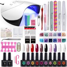 Amazon Com Gelongle 10 Colors Gel Polish Starter Kit 36w Led Uv Nail Dryer Curing Lamp Manicure Nail Art Tools Beauty