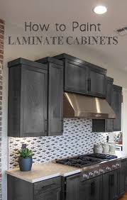A laminate surface is one covered in plastic printed to look like wood. How To Paint Laminate Cabinets Painted Furniture Ideas Laminate Cabinets Painting Laminate Cabinets Home Kitchens