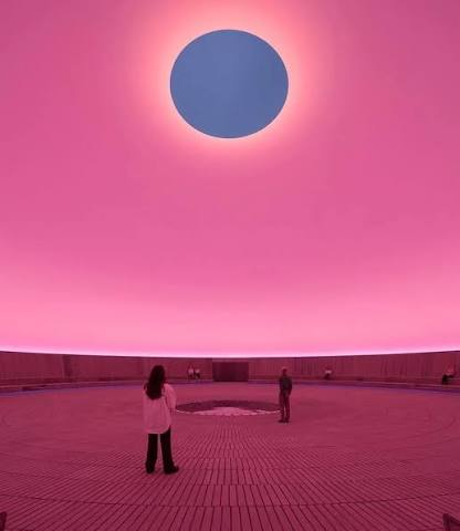 James Turrell Unveils His Largest Museum Skyspace In Denmark  https://tinyurl.com/2adj5bvw James Turrell has been making Skyspaces since  the 1970s. There are now one hundred of them in the world. As seen below,