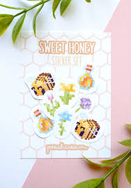 All orders are custom made and most ship worldwide within 24 hours. Sweet Honey Minecraft Inspired Bee Sticker Set Peachcreamprints Honey Sticker Bee Sticker Sticker Set