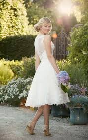 D2101 Embroidered Knee Length Wedding Gown By Essense Of Australia In 2020 Essense Of Australia Wedding Dresses Summer Wedding Dress Wedding Dresses