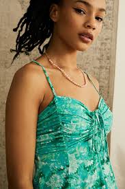 UO Dasha Green Floral Mini Dress